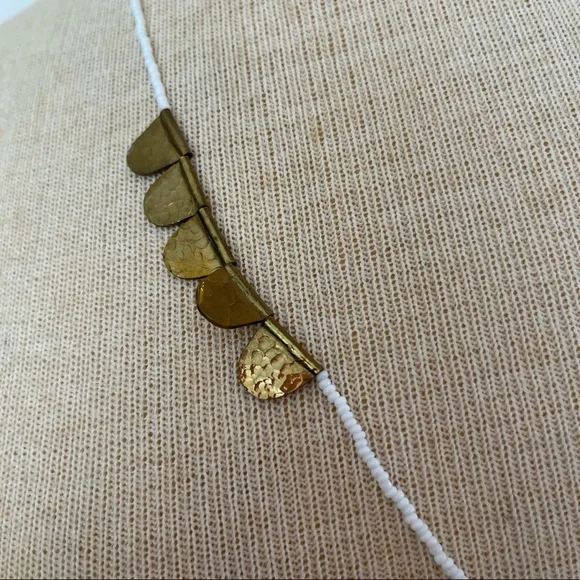 Hammered Gold and Bead Necklace - Picture 14 of 15